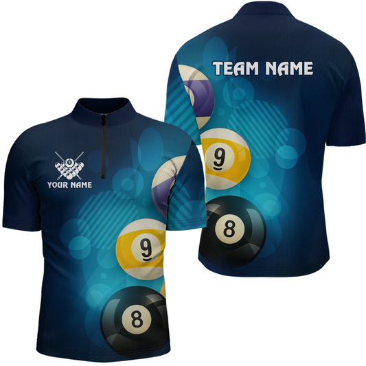 Custom 8 Ball Billiard Shirts for Men Billiard Team Shirts Billiard Uniform Polo & 1/4 Zip Shirt NNT76
