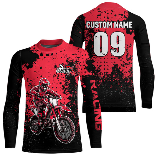 Custom Red Motocross Jersey for Men Women Upf30+ Dirt Bike Shirt Motorcycle Jersey| CTP11