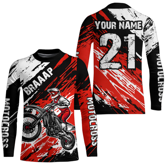 Adult&Kid red custom dirt bike jersey Motocross jersey mens women braaap motocross shirt| CTP07