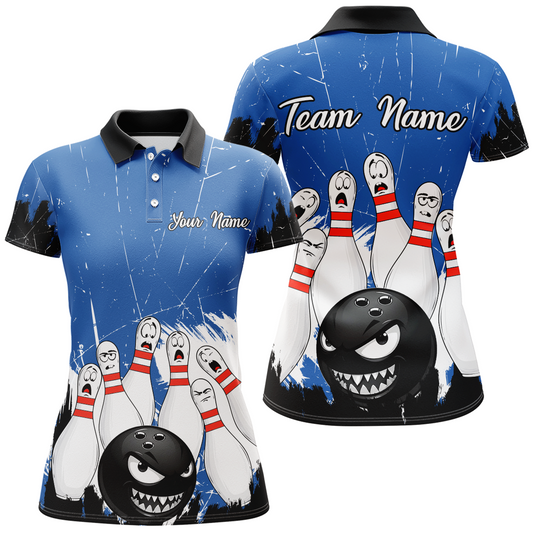 Blue Bowling Jersey Men And Women Custom Funny Bowling Shirts Unisex Polo Bowling Team Shirt CP15