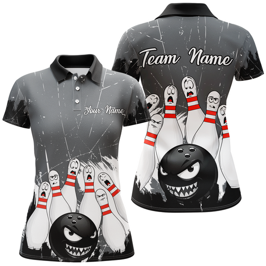 Grey Bowling Jersey Men And Women Custom Funny Bowling Shirts Unisex Polo Bowling Team Shirt CP15