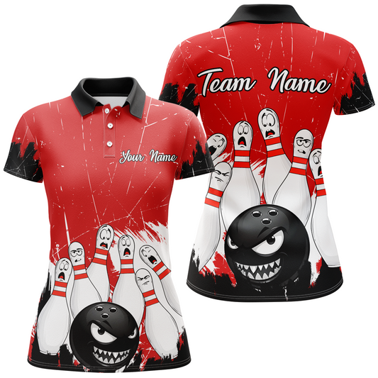 Red Bowling Jersey Men And Women Custom Funny Bowling Shirts Unisex Polo Bowling Team Shirt CP15