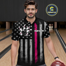 Load image into Gallery viewer, Custom Pink US Flag Eagle Bowling Jersey for Men Bowling Team Shirts Polo & 1/4 Zip HNT119