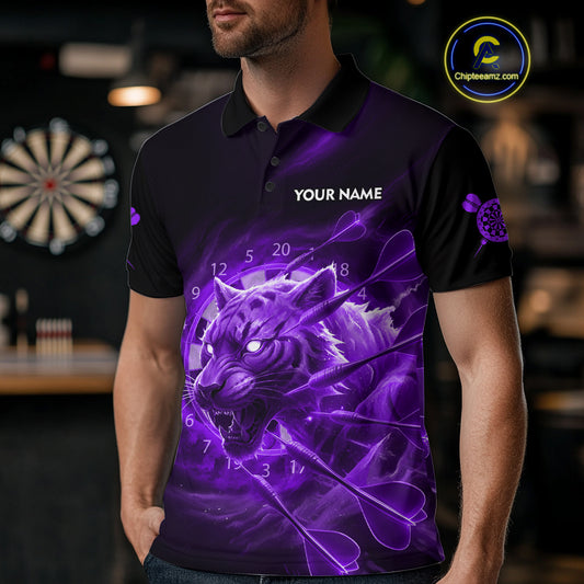 Custom Purple Fantasy Tiger Storm Dart Arrow Darts Polo Shirt For Men Dart Team Jerseys NYN1821