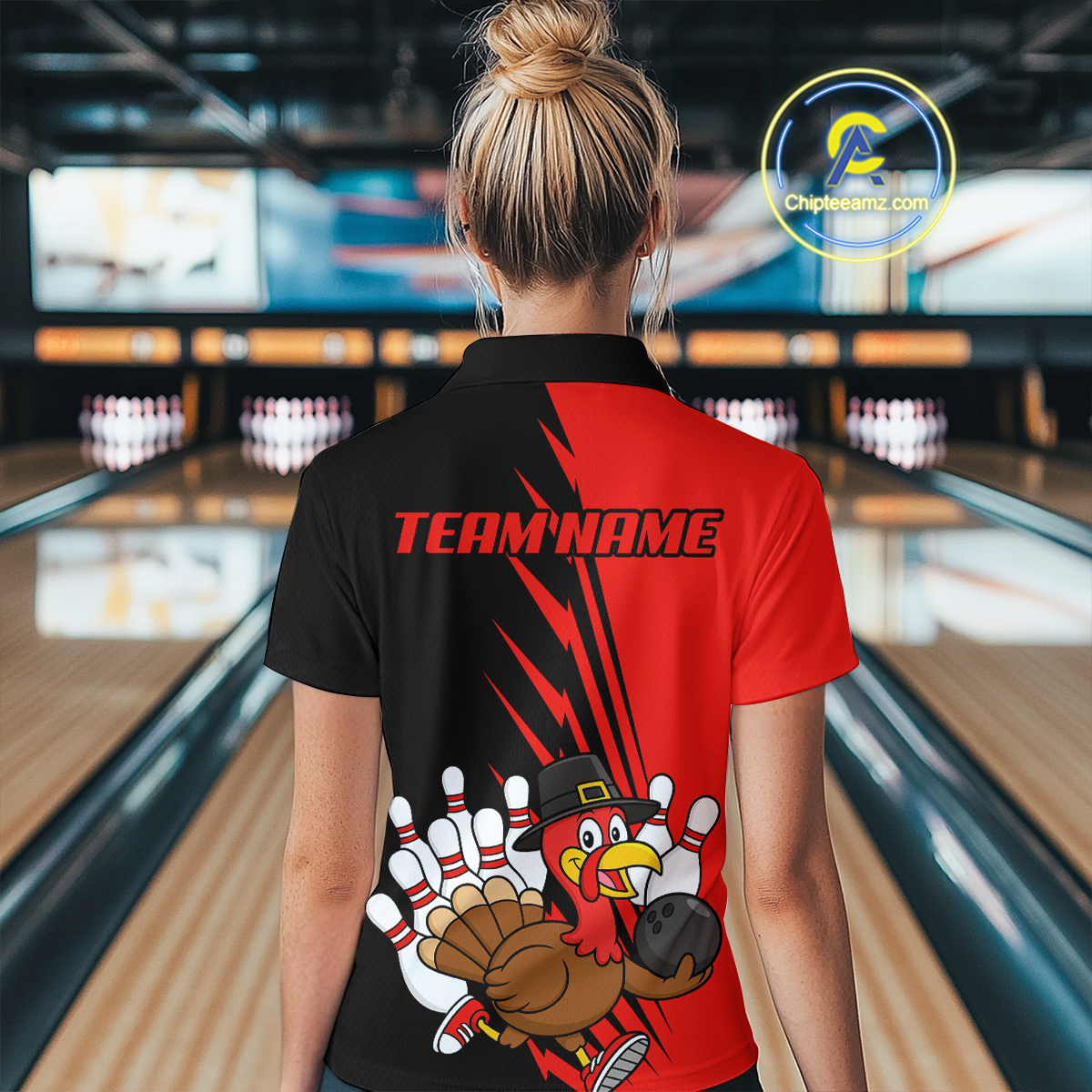 Red Turkey Bowling Shirts for Women Men Team Custom Bowling Jerseys Thanksgiving MBL180