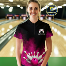 Load image into Gallery viewer, Pink Smoke Bowling Shirts for Men Women Team Personalized Bowling Polo and Quarter Zip MBL130