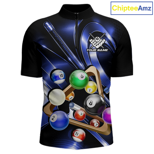Custom Ball Pool Shirts Blue Billiard Shirt for Men Billiard Team Jersey Billiard League NNT180