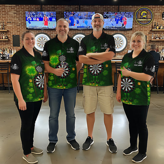 Personalized Funny Dartboard Patrick Day Men Darts Quarter-Zip Shirts Shamrock Dart Team Gifts NYN2185
