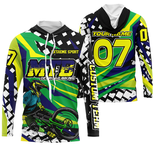 Green mountain bike shirt UPF30+ Personalized Adult kid MTB jersey cycling gear mens| SLC135