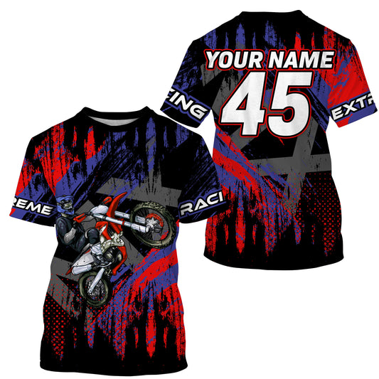Personalized red MX jersey UPF30+ kid men women racing off-road dirt bike extreme motorcycle PDT56