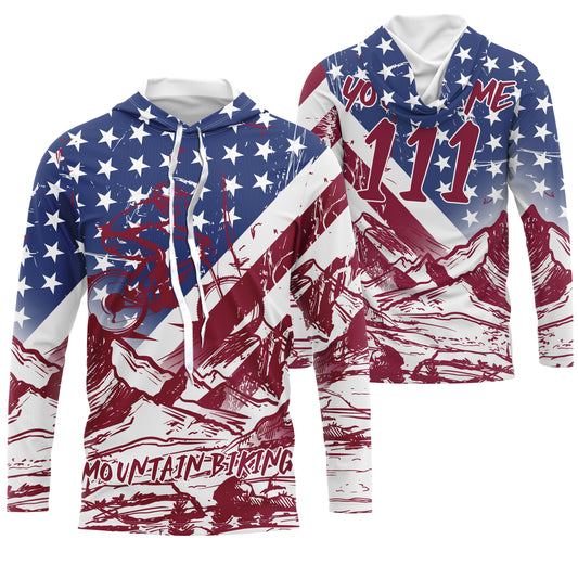 Patriotic adult kid MTB jersey Custom UPF30+ enduro mountain bike shirt USA downhill cycling gear| SLC27