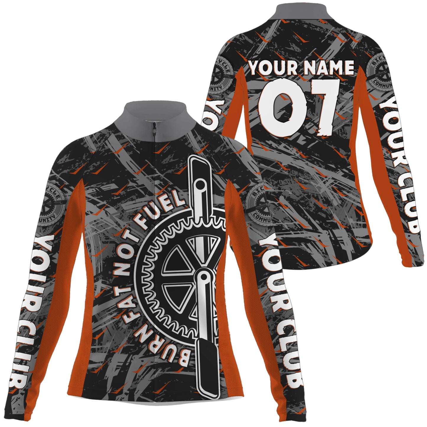 Burn fat not fuel Womens cycling jersey Personalized funny bike shirt road biking tops with pockets| SLC10
