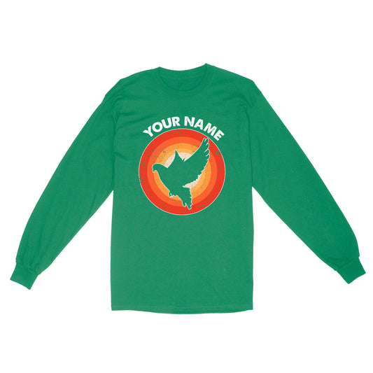 Dove Retro Vintage Sunset Custom Name Shirt, Dove Hunting Shirt, Gift for Dove Lover, Bird Lover Standard Long Sleeve FSD2351D08
