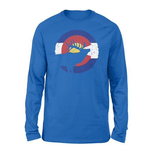 Colorado Elk Hunting long sleeve shirts, CO State Flag Hunter long sleeve - NQSD232