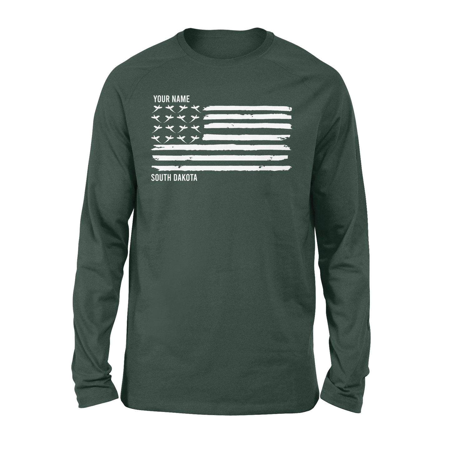 South Dakota Pheasant Flag custom Name long sleeve shirt - FSD1161