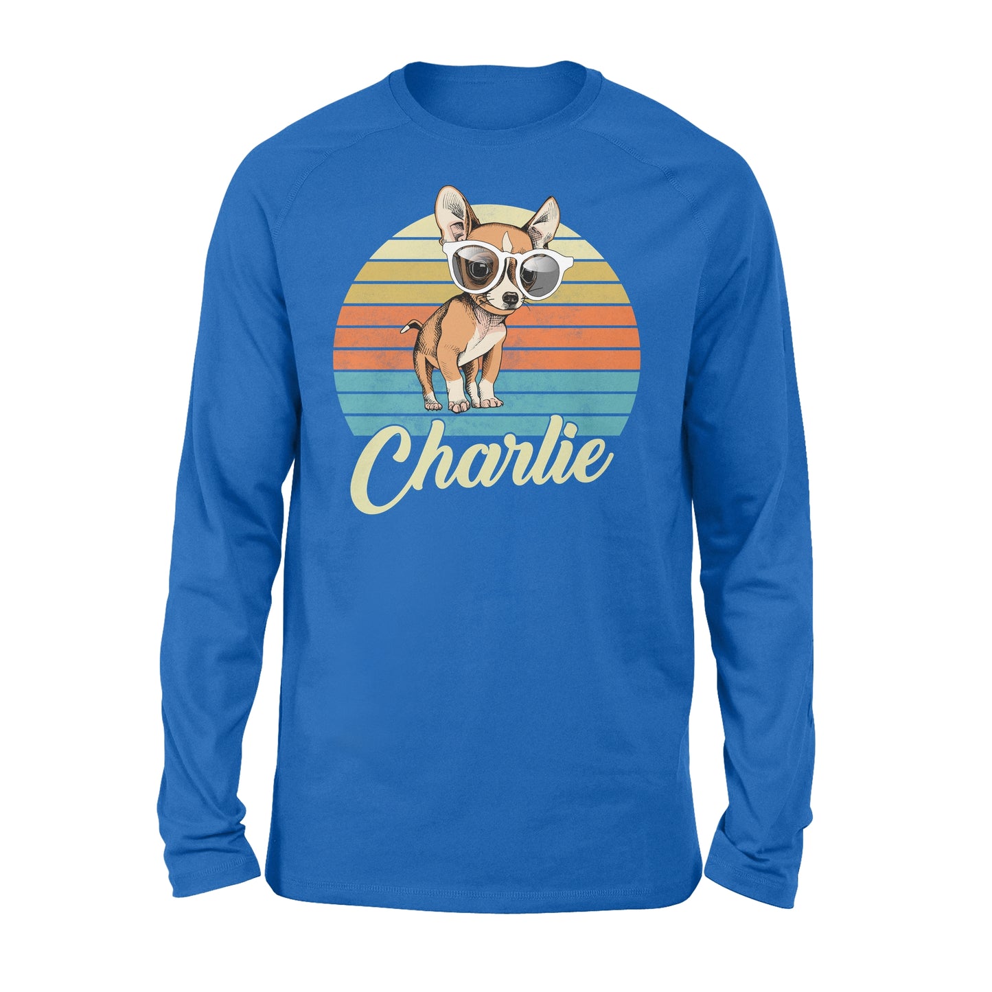 Custom name awesome Chihuahua 1970s vintage retro personalized gift - Standard Long Sleeve