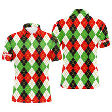 Load image into Gallery viewer, Christmas plaid Argyle Pattern - Funny Christmas Men's Golf Polo Custom Name shirt TTN103
