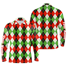 Load image into Gallery viewer, Christmas plaid Argyle Pattern - Funny Christmas Men's Golf Polo Custom Name shirt TTN103