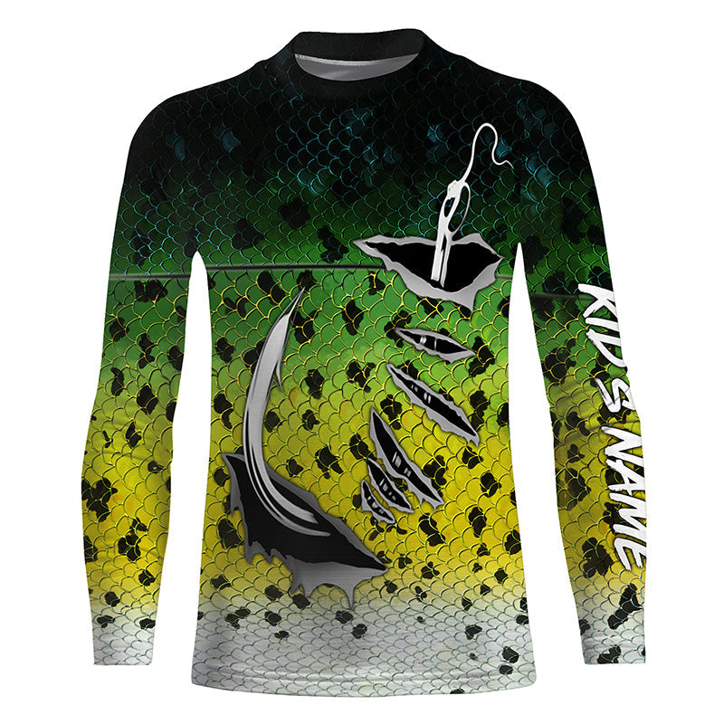 Fishing hook Crappie Fish scale Custom Long sleeve Fishing Shirts, Crappie Fishing jerseys IPHW3491