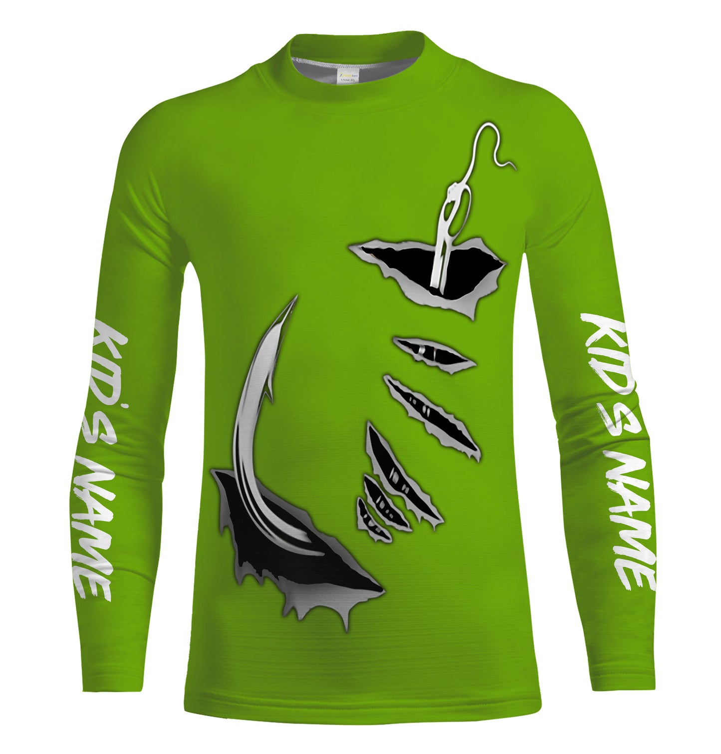 Fish hook Custom Green Long Sleeve performance Fishing Shirts Fishing jerseys - IPHW1366
