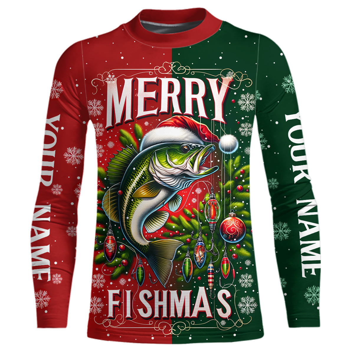 Merry Fishmas Bass Custom Christmas Fishing Shirts Fisherman'S Fishing Gifts IPHW5552