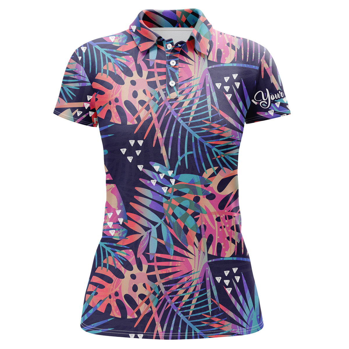 Women golf polo shirt with colorful tropical plants and palm leaves custom team golf polo shirts NQS3713