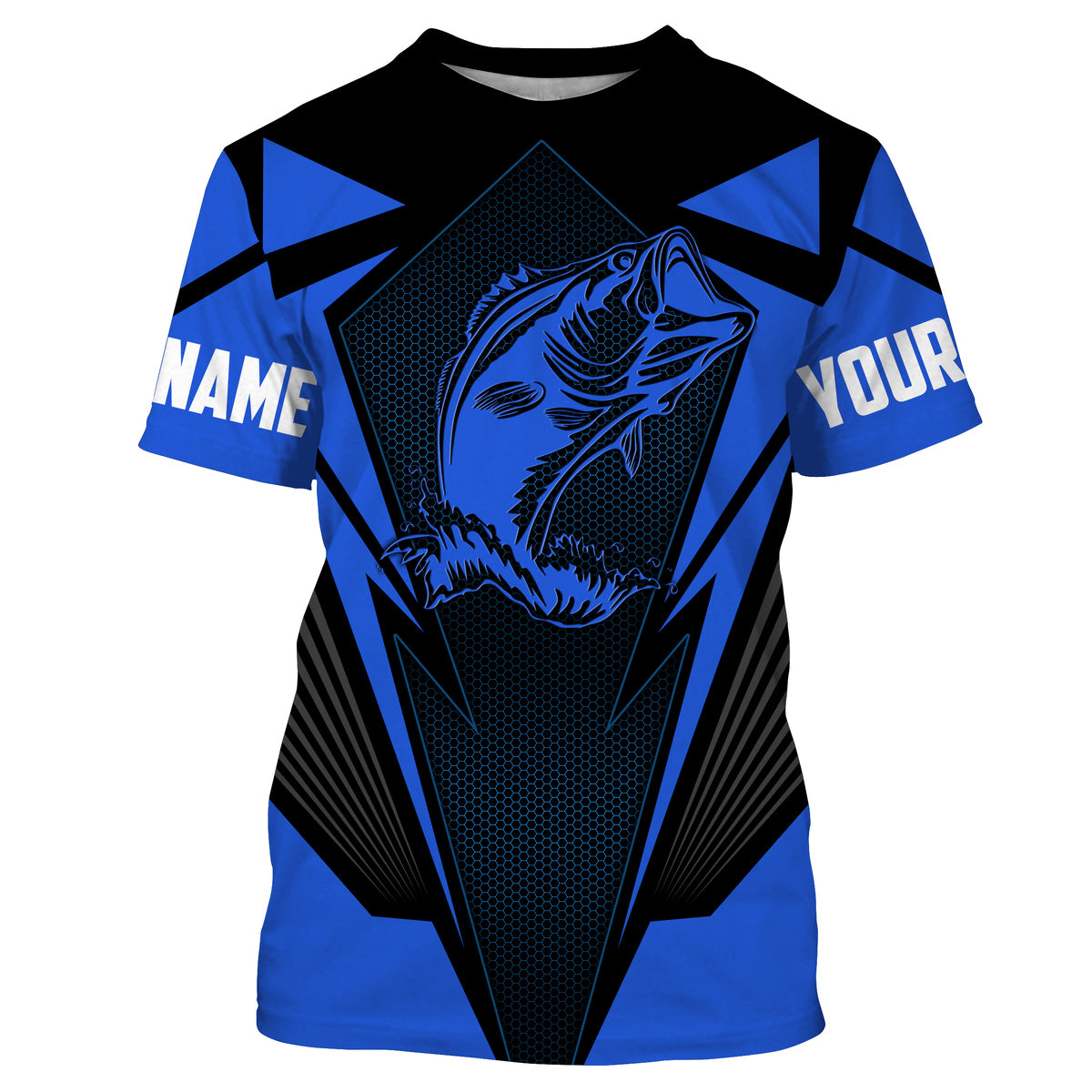 Personalized Bass Fishing tattoo jerseys, Bass Fishing Long Sleeve Fishing tournament shirts | blue - NQS3624