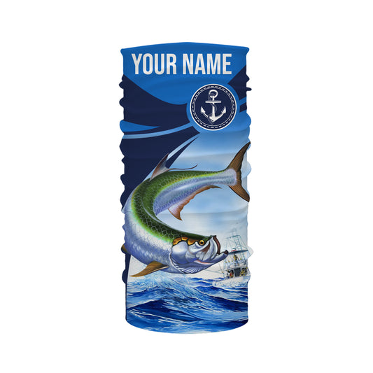 Tarpon fishing blue sea underwater ocean Custom Name performance long sleeve fishing shirt NQS3782