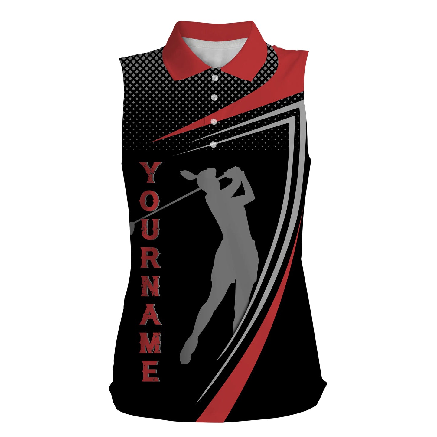Personalized red and black sports golf custom sleeveless polo shirt, best golf shirt for women NQS4650