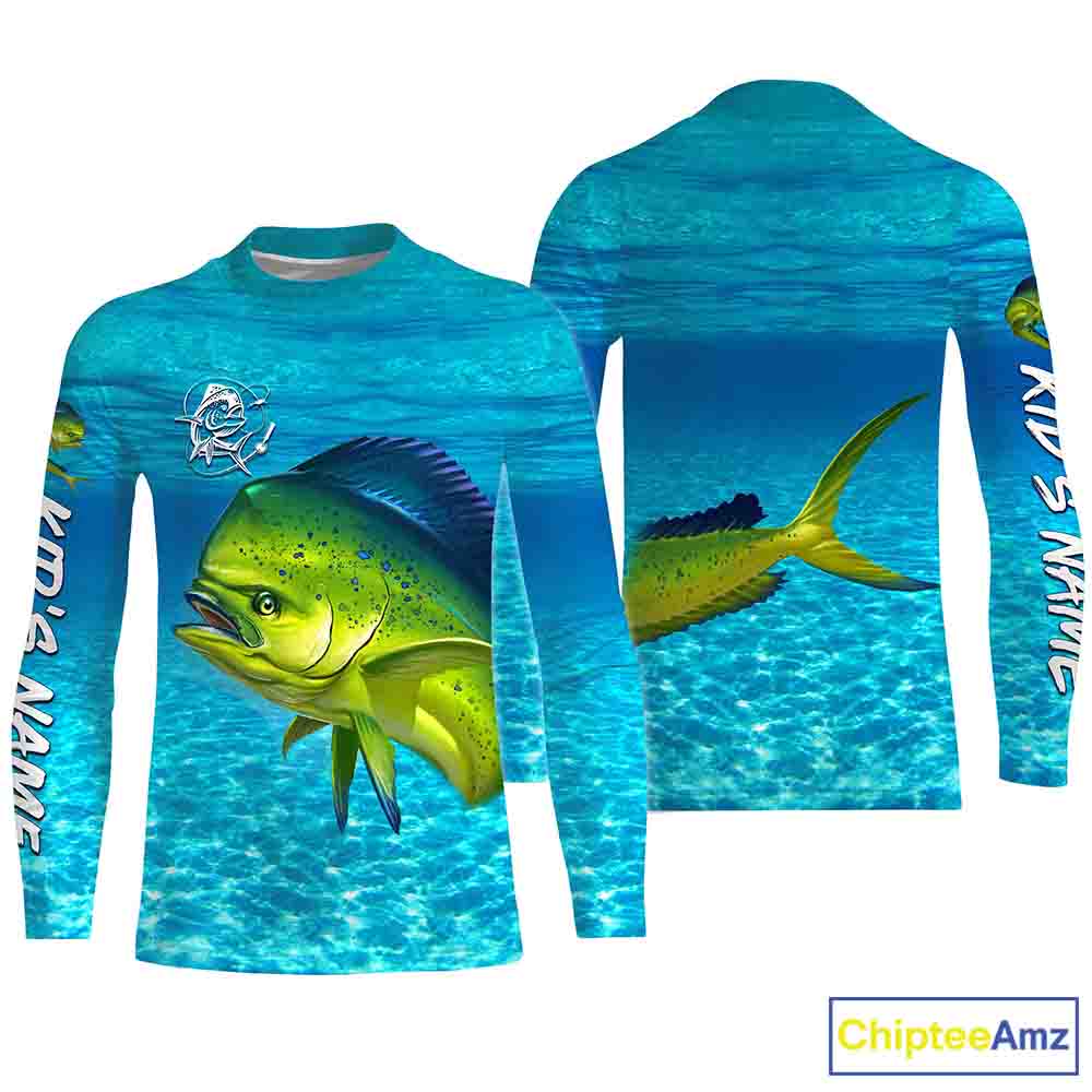 Mahi mahi (Dorado) Fishing Customize Name Fishing Water Camo All Over Printed Shirts Personalized Fishing Gift For Adult And Kid NQS382