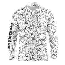 Load image into Gallery viewer, Black and white bunny pattern golf shirt custom Mens golf polo shirts, Easter's day golf gifts NQS4920