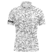 Load image into Gallery viewer, Black and white bunny pattern golf shirt custom Mens golf polo shirts, Easter's day golf gifts NQS4920