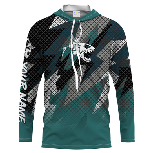 Fish Skeleton Camo Long Sleeve Tshirt Performance Fishing Shirts with UV Protection - Personalized Fishing Gifts FSD2230