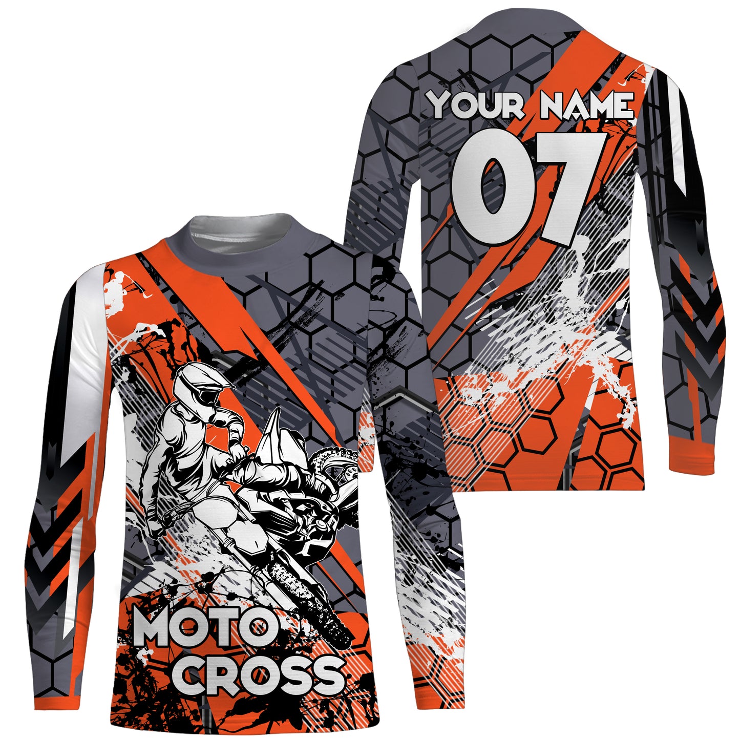 Custom Motocross Jersey Men Kid Women UPF30+ Orange MX Riding Dirt Bike Shirt Off-Road Motorcycle PDT600
