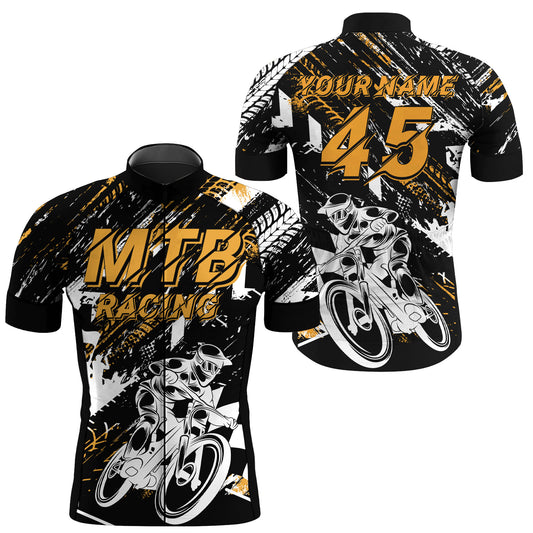 Personalized cycling jersey mens UPF50+ Mountain biking shirt with 3 pockets Reflective MTB gear| SLC95