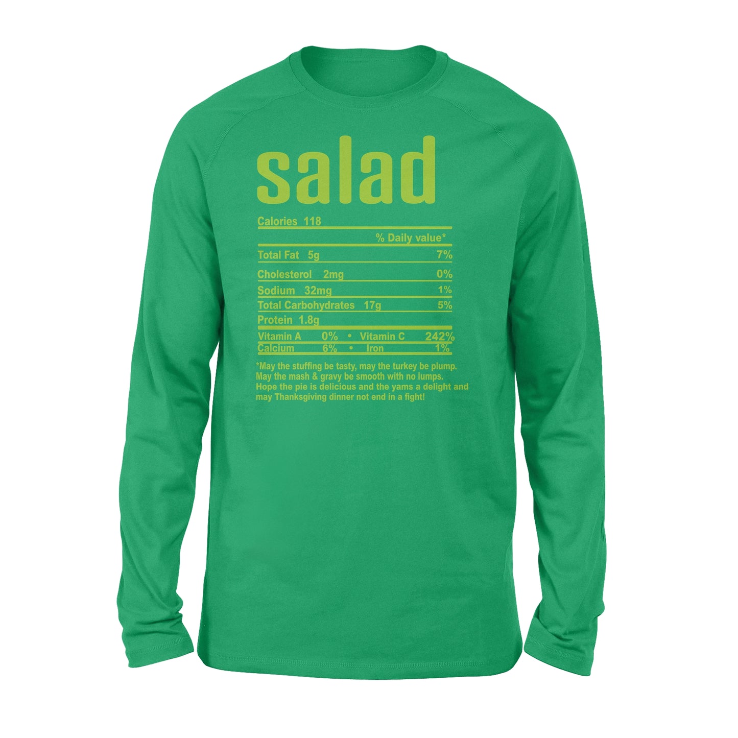 Salad nutritional facts happy thanksgiving funny shirts - Standard Long Sleeve