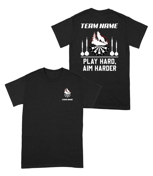 Play Hard Aim Harder Wolf Dart T-Shirt, Custom Darts Team Shirt, Darts For Gift NYN0119