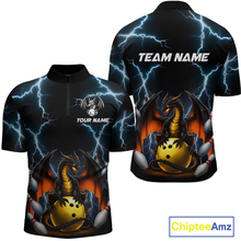 Load image into Gallery viewer, Dragon Thunder Bowling Custom Men Bowling Shirt Polo &amp; Quarter-Zip Bowling Team Jerseys HNT55