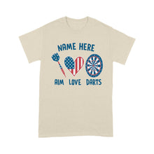 Load image into Gallery viewer, Aim Love Darts American Flag Dart T-Shirts Custom Patriotic Dart Shirts, Gifts For Dart Player TDM3949