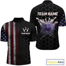 Load image into Gallery viewer, Custom American Bowling Quarter-Zip Shirt Patriotic Bowling Jersey for Men Women QZT683