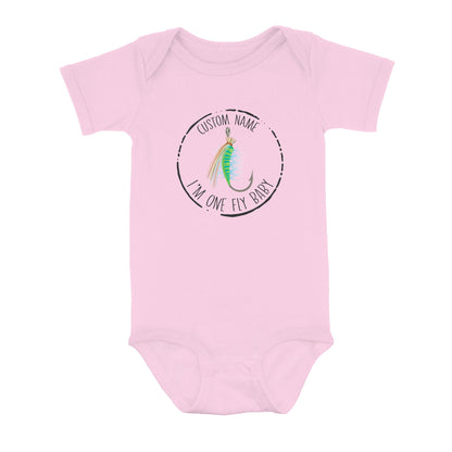 Funny Fishing Infant Bodysuit Custom Infant Fishing Shirts, I'm one fly baby Fishing Baby Onesie NQS8281