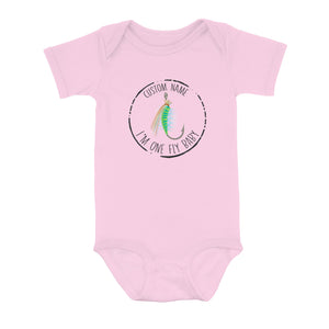 Funny Fishing Infant Bodysuit Custom Infant Fishing Shirts, I'm one fly baby Fishing Baby Onesie NQS8281