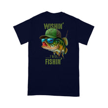Load image into Gallery viewer, Funny Fishing Shirt Wishin' I Was Fishin Custom Name funny Bass fishing T-Shirt D03 NQS9898