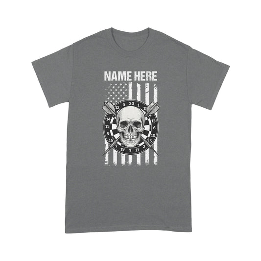 Grunge Darts American Flag Skull T-Shirts Custom Patriotic US Flag Dart Shirts, Darts Player Gifts TDM3908