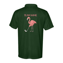 Load image into Gallery viewer, Funny Pink Flamingo Performance Golf Polo Shirts Custom Team Name Flamingo Golf Jerseys D02 NQS9873