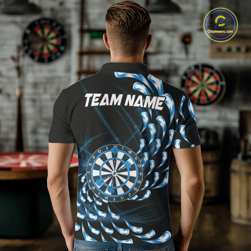 Custom Blue Water Dart Shirts for Men Polo & 1/4 Zip Dart Team Jersey Dartboard Shirt DHT32