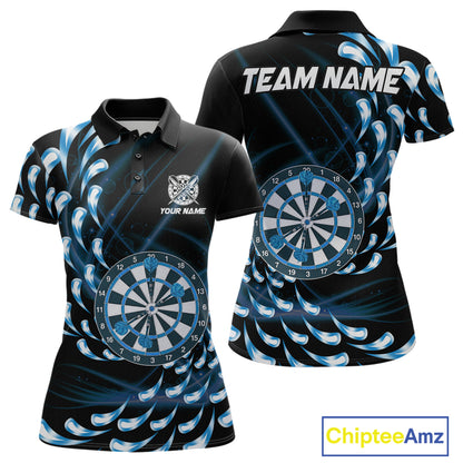 Custom Blue Water Dart Shirts for Women Polo & 1/4 Zip Dart Team Jersey Dartboard Shirt DHT32