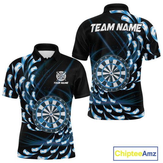 Custom Blue Water Dart Shirts for Men Polo & 1/4 Zip Dart Team Jersey Dartboard Shirt DHT32