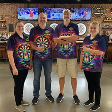 Load image into Gallery viewer, Custom Zen Frog Dart Shirts for Women Meditation Style Dart Jersey Polo &amp; 1/4Zip Dartboard Shirt DHT20