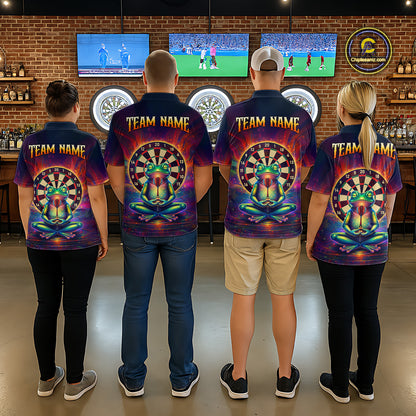Custom Zen Frog Dart Shirts for Women Meditation Style Dart Jersey Polo & 1/4Zip Dartboard Shirt DHT20